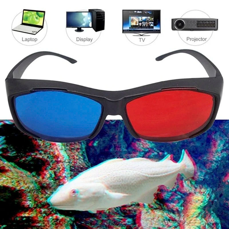 3D Anaglyph Glasses Red Blue Lens - Black Frame for Immersive Movies Tidesmit