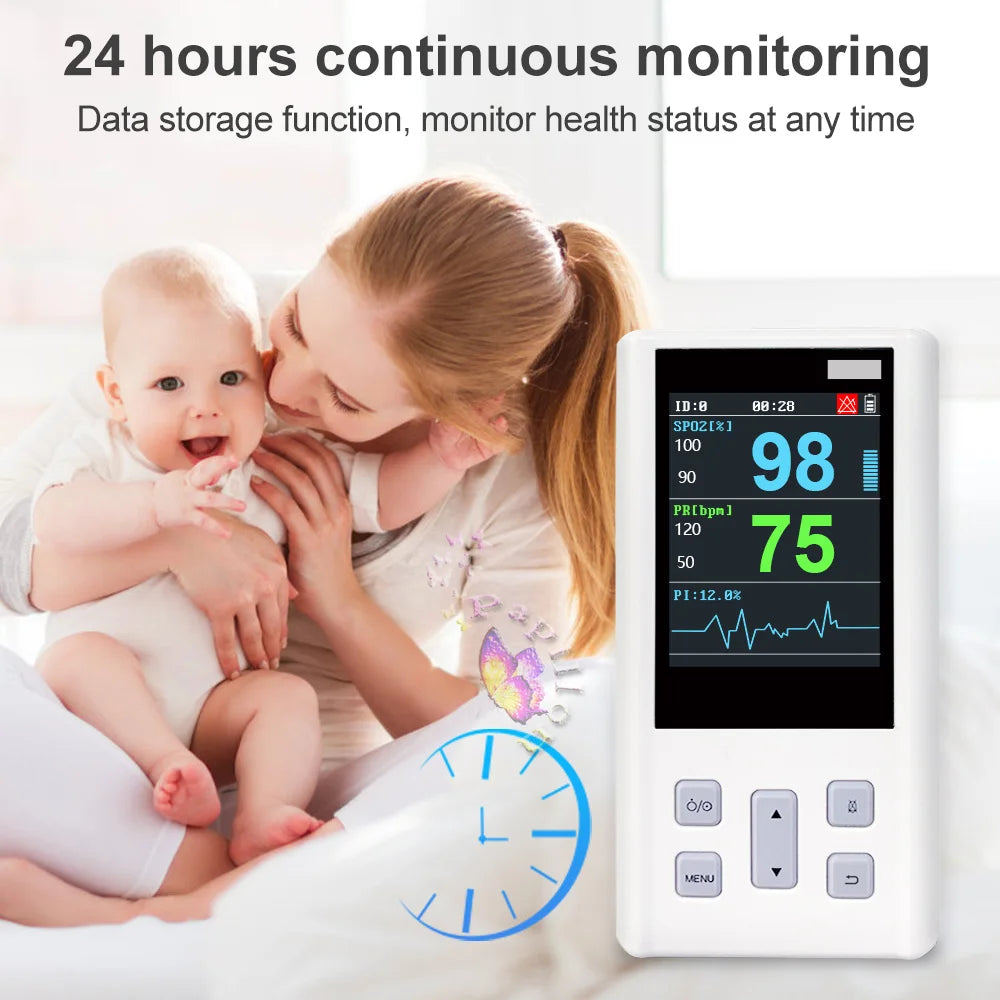 Handheld Pulse Oximeter Veterinary Vital SPO2 PR PI Heart Rate Monitor With Memory Adult Neonatal Pets Hospital Clinic Household