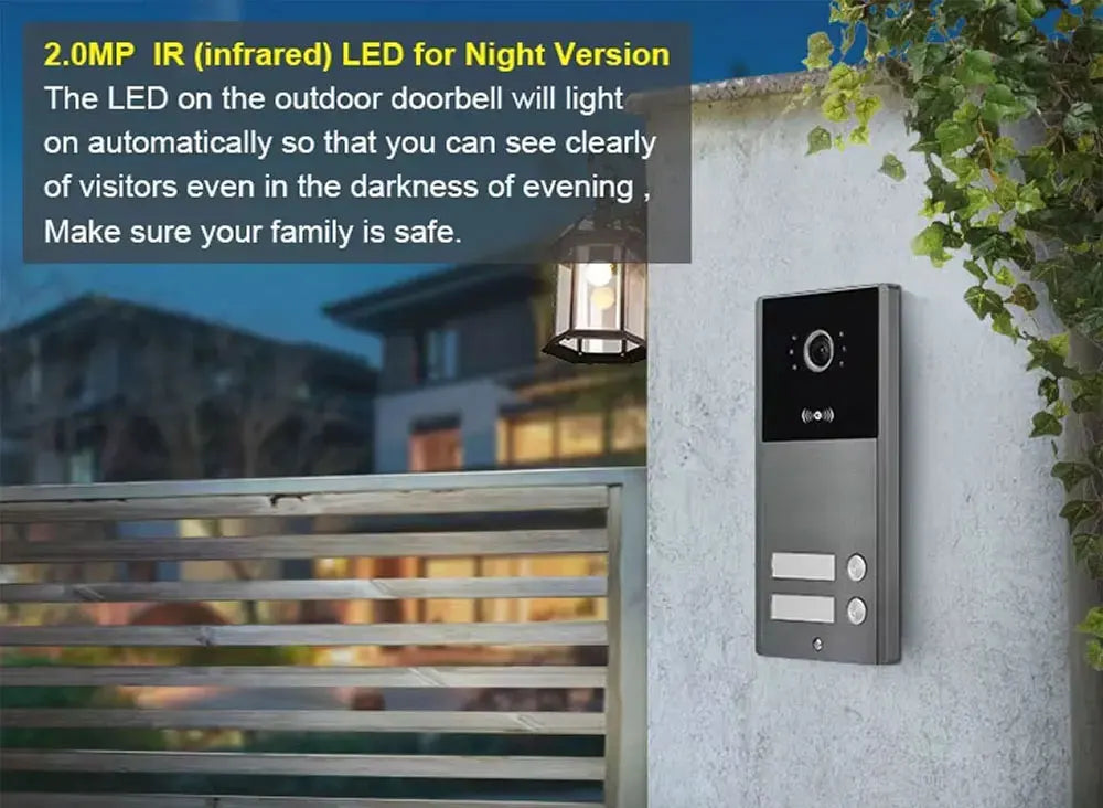 Tuya Wifi 2/3/4 Unit Apartments Residential Video Doorbell Intercom 4 Wire 7 inch Video Intercom System with RFID Card Unlock