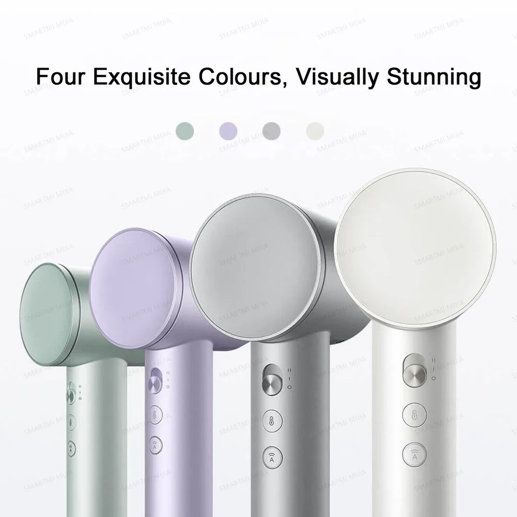 MIJIA High-Speed Hair Dryer Pro in four elegant colors with advanced airflow controls and ionic technology.