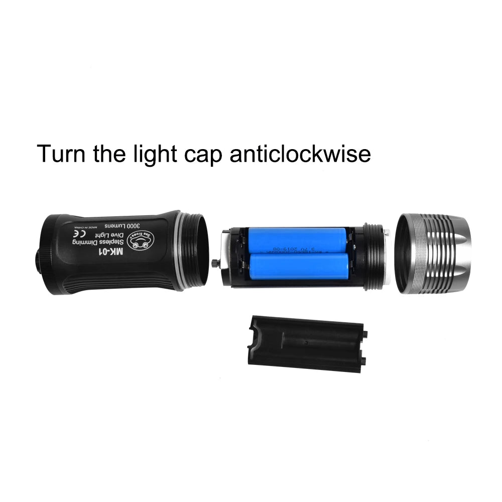 Tidesmit 3000 Lumens Diving Flashlight - 100m Waterproof Scuba Light Tidesmit