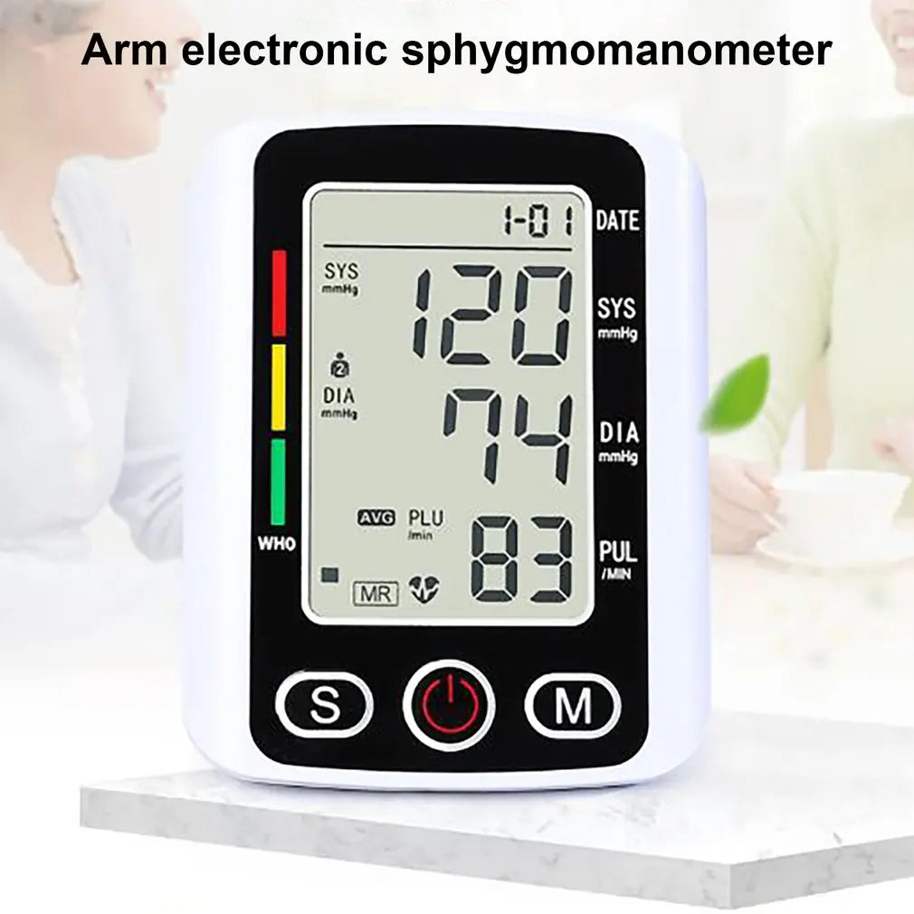 Automatic Digital Arm Blood Pressure Monitor Tonometer Meter Sphygmomanometer LCD Portable Health Care Pulse Meter BP Monitor