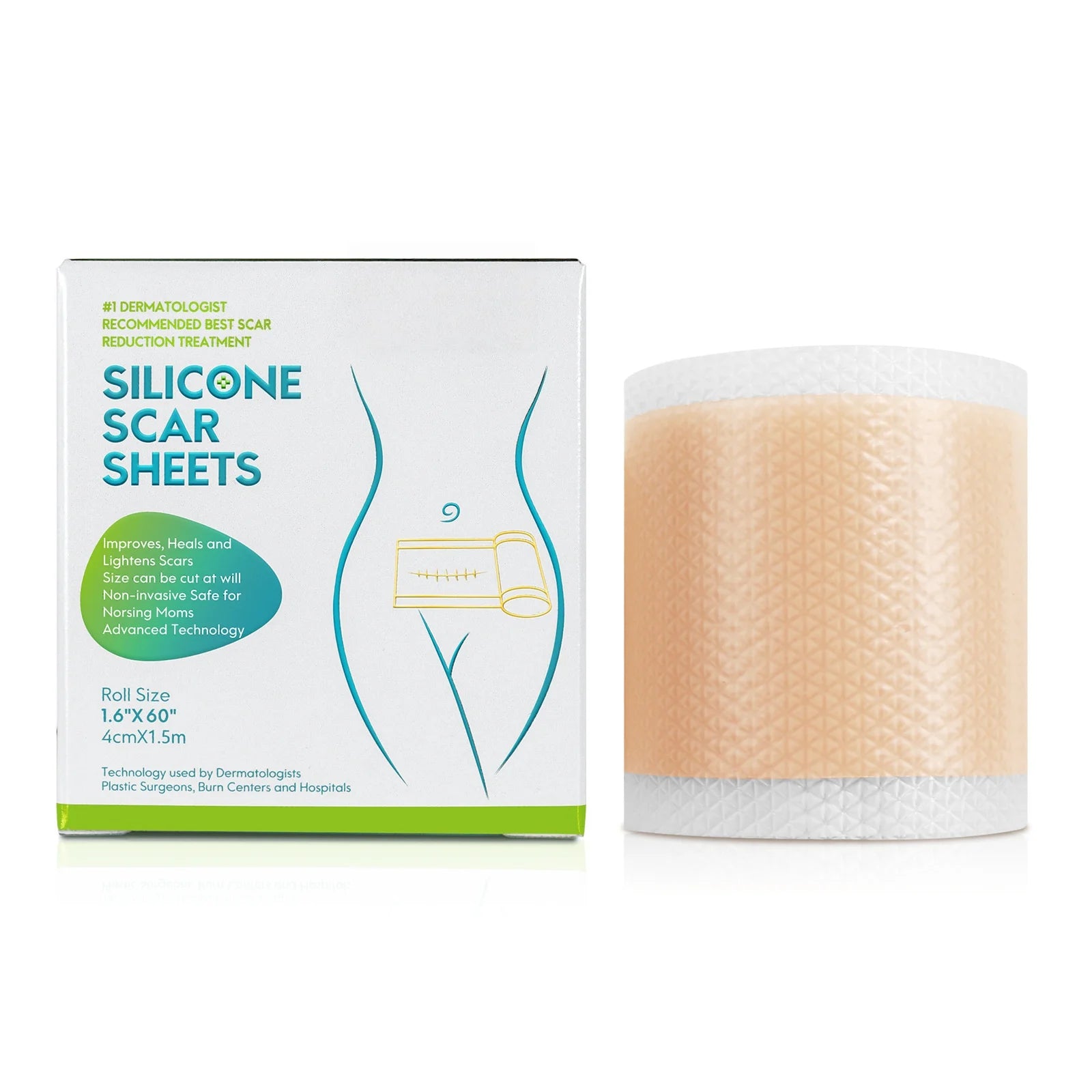 4cm X 150cm Silicone Scar Sheets , 1 Roll Self-Adhesive Scar Cover Tape Waterproof and Breathable Scar Concealer Patch
