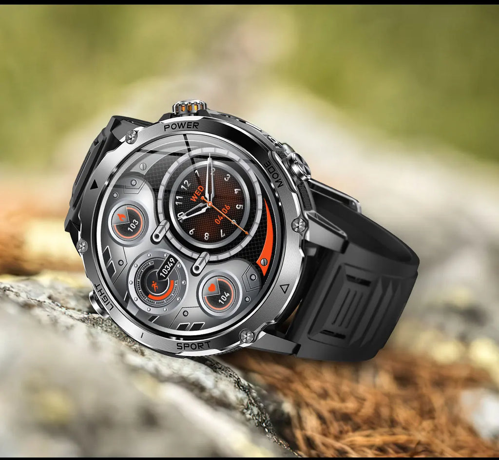 New Military ULtra 1400mAh Huge Battery SmartWatch Two Flashlight 10ATMan Waterproof HD Call 1.73“ 100+Sports Smart watch Man