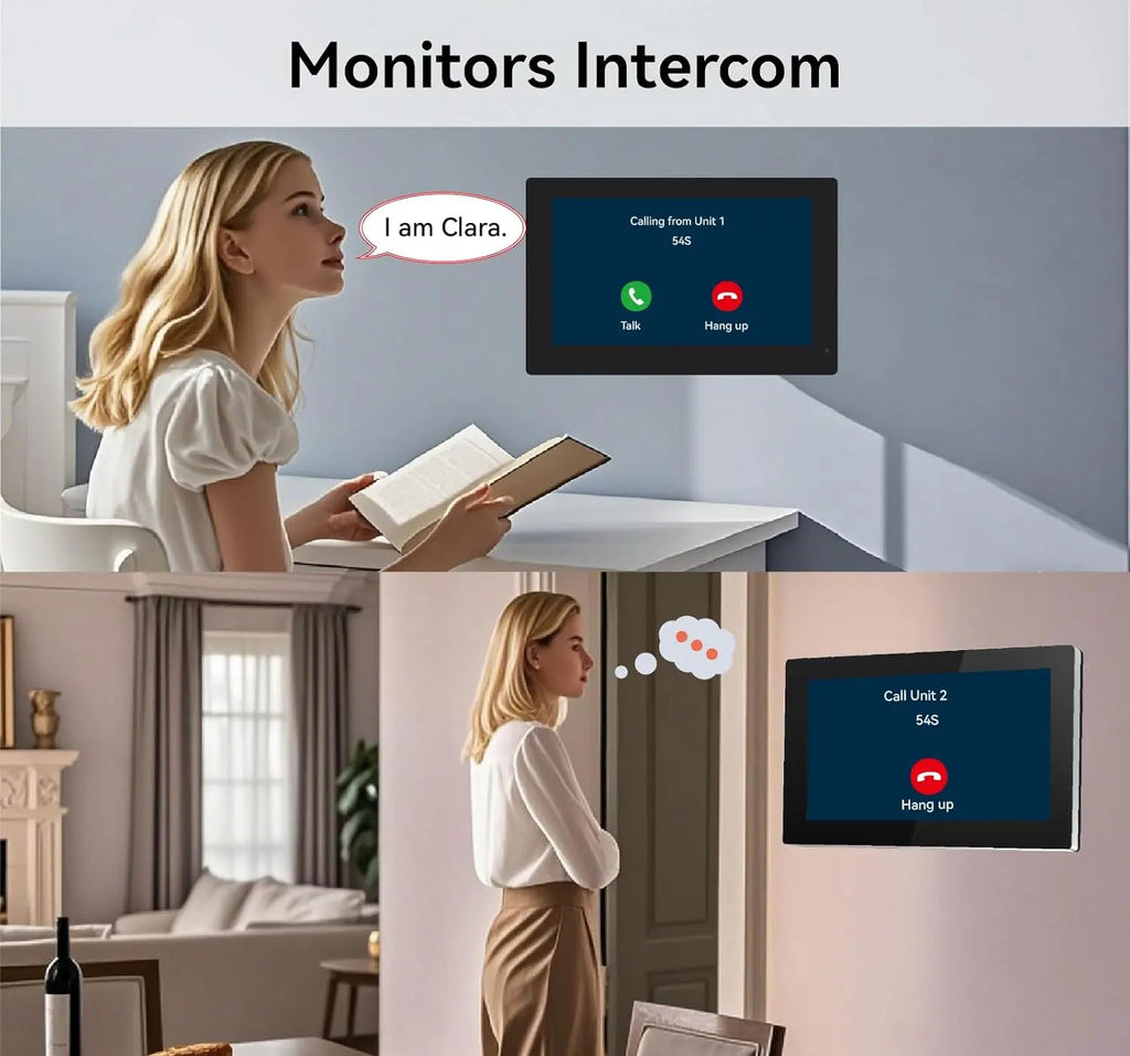 Tuya Smart WiFi Video Doorbell Intercom 1080P 2 Wired 10 inch LCD Video Door Phone System RFID APP Unlock for 2-Unit Apartments