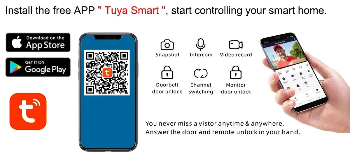 7inch Visiophone 2 Wire Video Porter Doorbell Camera WiFi Intercom System Wireless Video Ringtone Doorphone Tuya Password Unlock