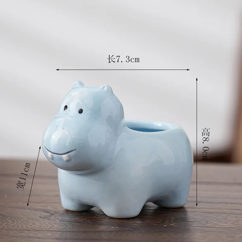 Animal Shape Ceramic Cartoon Flower Pot Simple Adorable Succulent Plant Pot Creative Home Gardening Pot and Plant Container