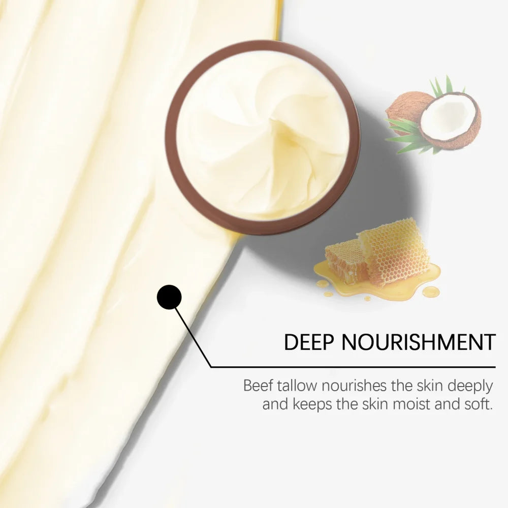 Beef Tallow Honey Balm Moisturizing Hydrating Face Cream Body Lotion Fades Fine Lines Tighten Soothen Brightening Facial Skin