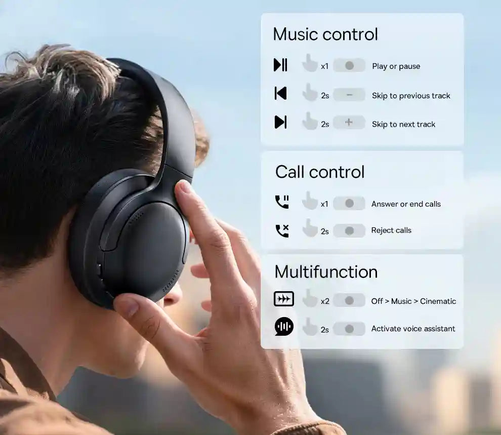 Wireless Headphones with 80H Playtime and Deep Bass - Tidesmit Tidesmit