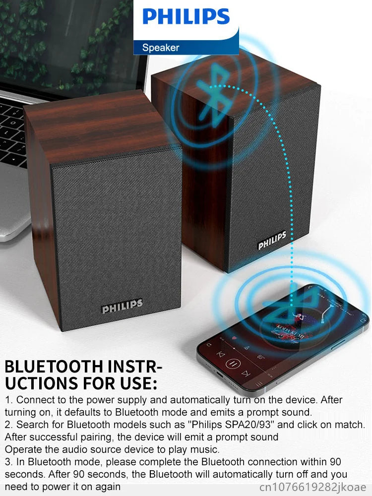 Philips SPA20 Portable Bluetooth Speaker with 360 Surround Sound Tidesmit