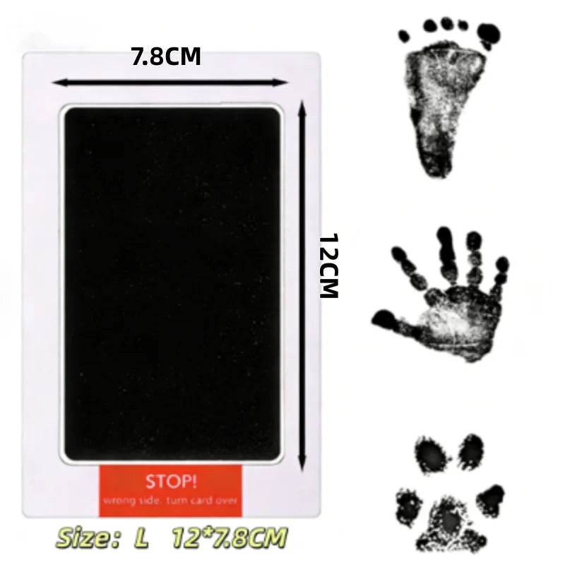 Non-toxic inkless ink pad for dog paw or baby handprints. Large 12x7.8cm mess-free souvenir kit for pet keepsakes.
