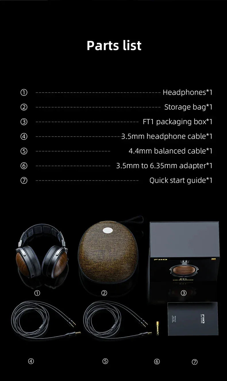 FiiO FT1 Closed-Back Wired Headphones Nanowood Fiber - Tidesmit Tidesmit