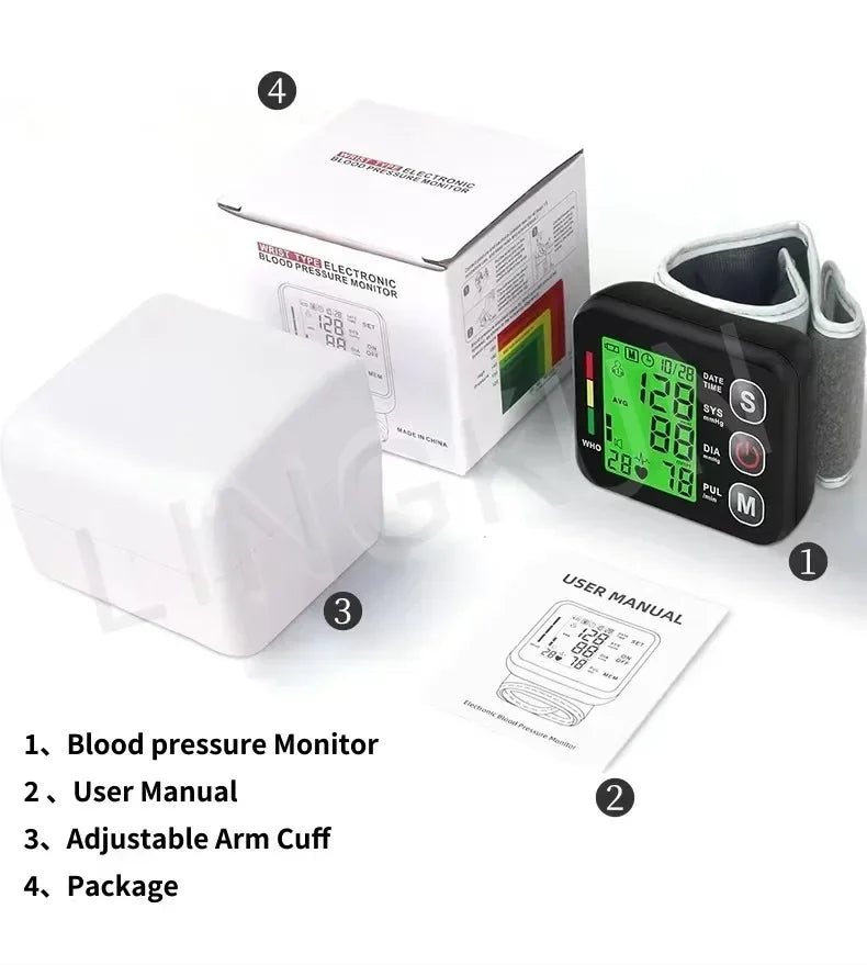 English Voice High Accurate BP Monitors Wrist Blood Pressure Monitor Tonometer Digital Sphygmomanometer Electronic Bp Monitors