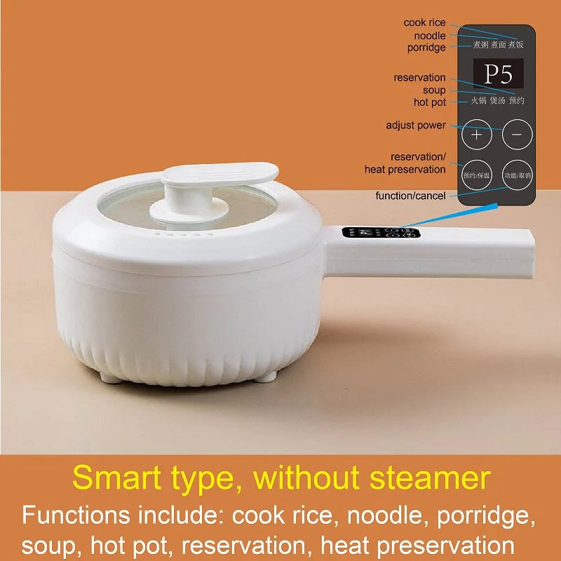 Electric cooking pot smart type without steamer; control panel shows cooking modes and reservations