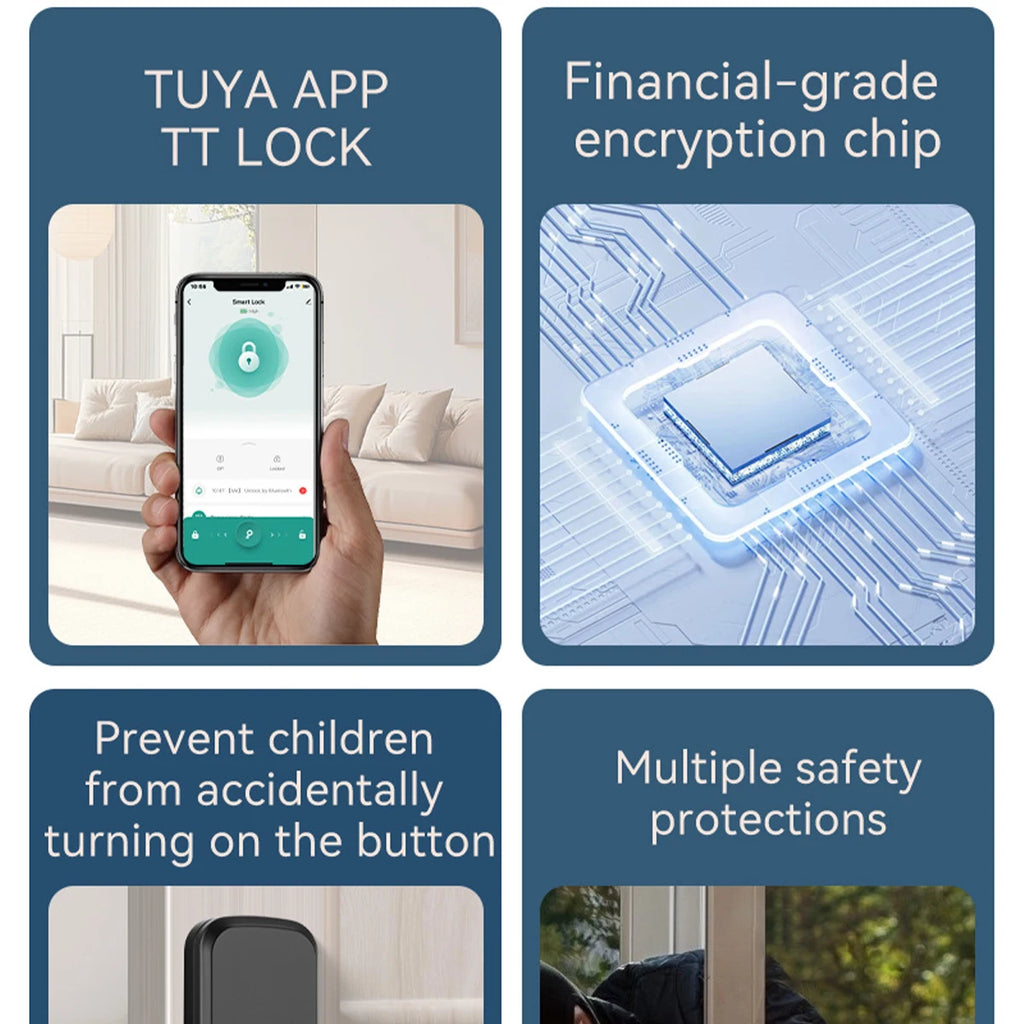Keypad Door Lock With Handle Fingerprint Door Lock Smart Doorbell Cat eye Peephole Camera Tuya Wifi App Door Locks For Bedrooms