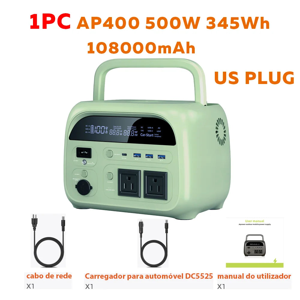 CTOLITY AP400 500W 345Wh 108000mAh LiFePO4 Portable Power Station, Pure Sine Wave Solar Generator, Emergency Backup Power for Camping, Travel & Home Blackout, Multiple Colors Available