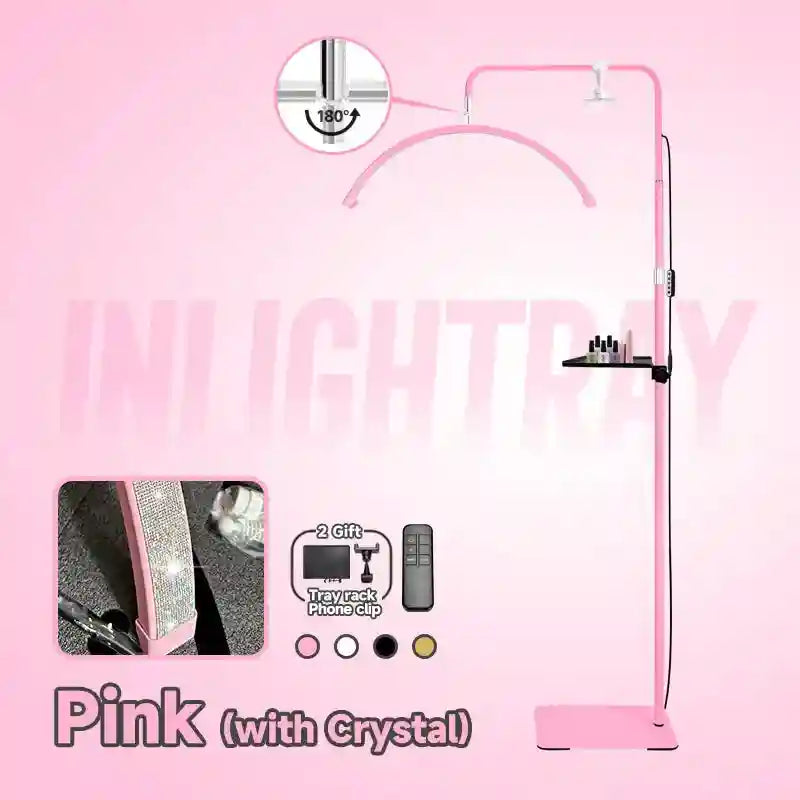 Half Moon Floor Lamp for Eyelash Extensions - Adjustable LED Salon Light Pink Crystal China Mainland Tidesmit