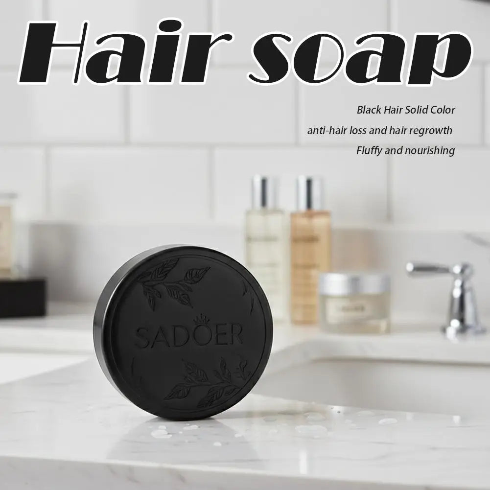 1/2PCS Black Soap Gray Hair Coverage Soap, Natural Polygonum Black Hair Shampoo Bar for Hair Darkening and Stronger, Refreshing