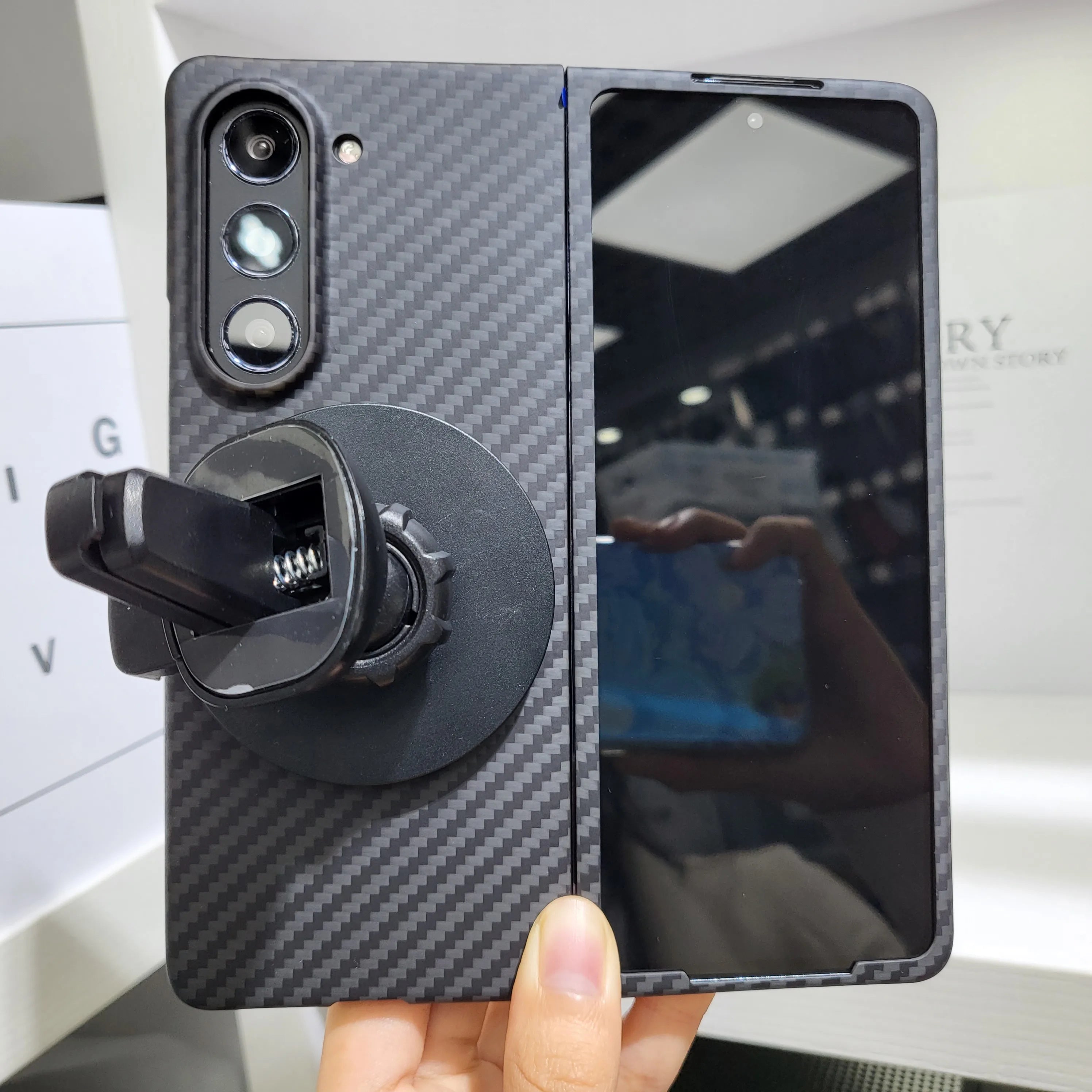 Samsung Galaxy Z Fold 6 Carbon Fiber Case | Ultra-Thin Aramid Cover Black(Mag)Big China Mainland Tidesmit