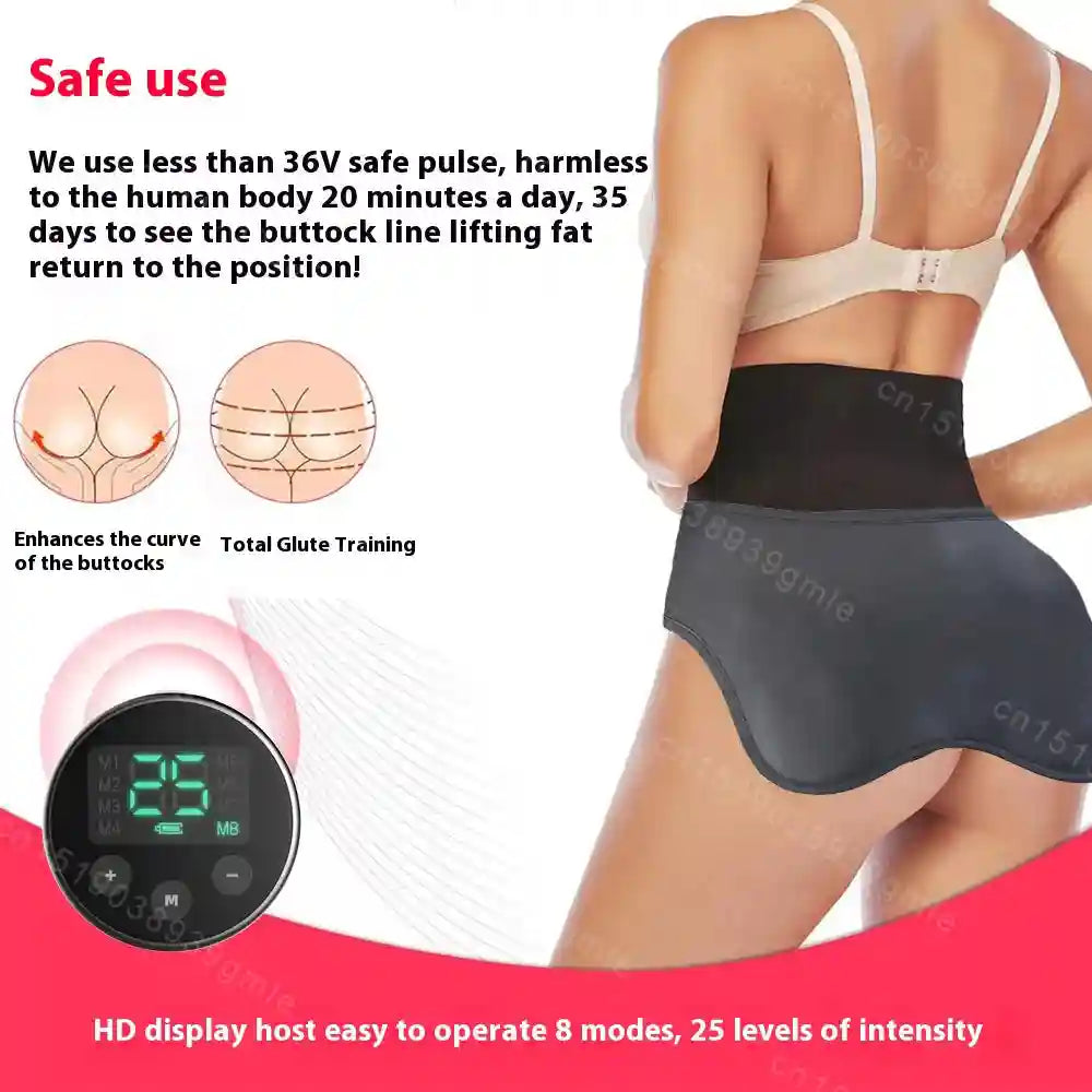 EMS Butt Lifting Massager - 8 Mode Rechargeable Glute Toning Pad Black Massage Roller Tidesmit