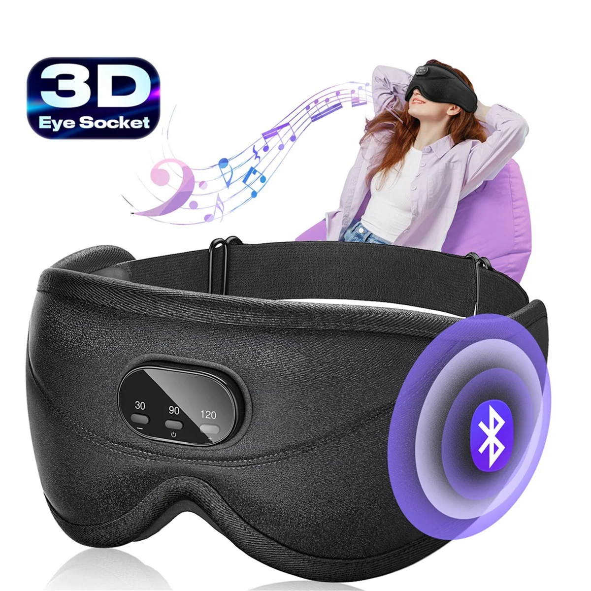 Bluetooth Sleep Mask Headphones - Ergonomic Wireless Audio Sleep Aid Default Title Tidesmit