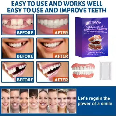 Flexible Silicone False Teeth Kit Comfortable Fit Secure Hold Realistic Appearance Upper Lower Dental Plate Replacement Dentures