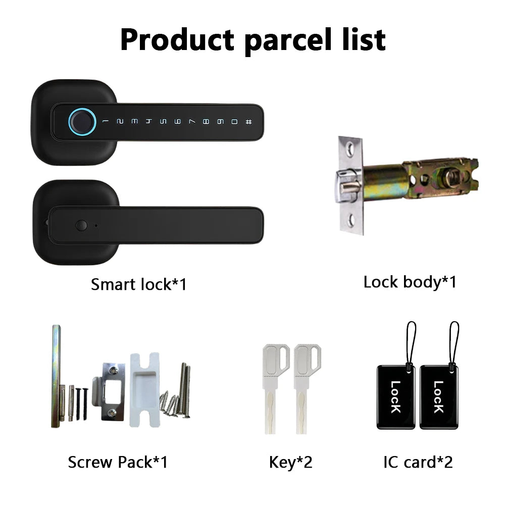 Smart Fingerprint Door Lock with Tuya Bluetooth App Access - Tidesmit Tidesmit