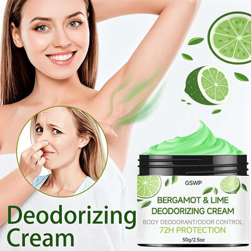 Tidesmit GSWP Bergamot & Lime Deodorant Cream for 72-hour all-over body odor control, 50g/100g.