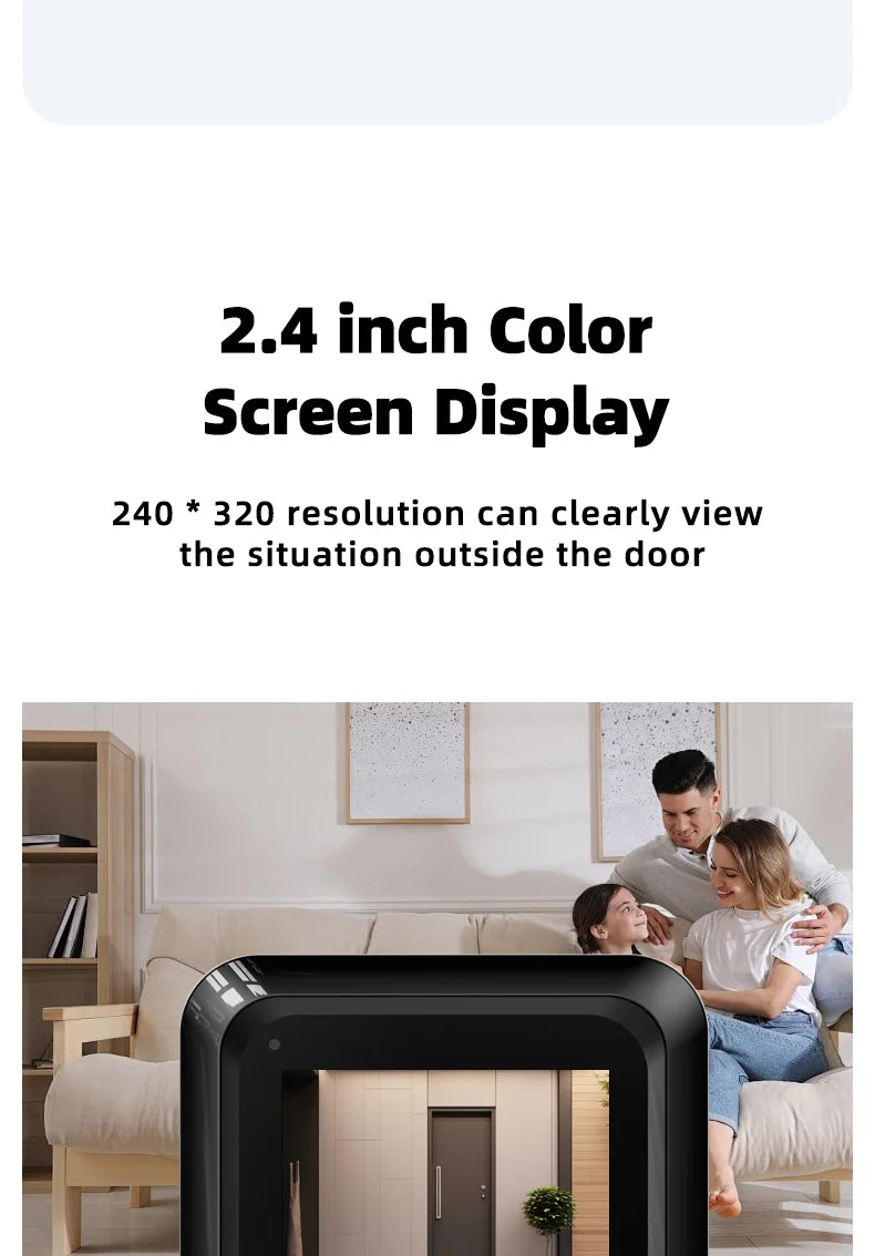 Danmini 2.4 Inch Hidden Peephole Doorbell 300 Thousand Pixels 120° Wide-angle Camera Digital Cat Eye Door Viewer Outdoor Monitor
