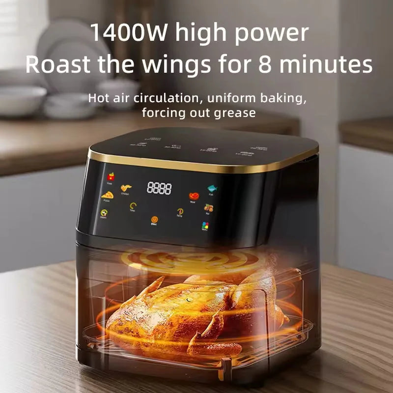 10L 10L Electric Air Fryer with Adjustable Tempera Large Capacity Air Fryers with Viewing Window & Touchscreen For Home
