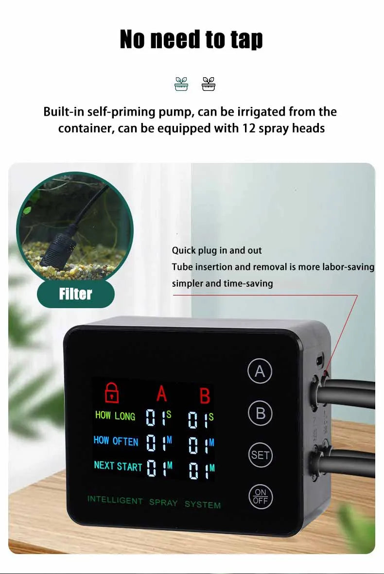 Rainforest Sprayer Double Pump Control Automatic Mist Timing Spray System Kit Irrigation Timer Reptile Sprayer Humidifier