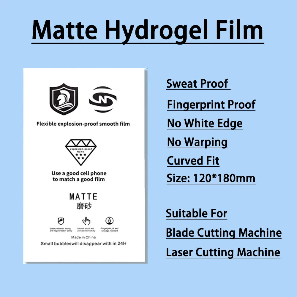 Matte hydrogel privacy film pack, HD cutting film, curved fit, 120x180mm, 50pcs