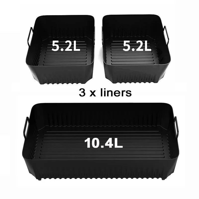 Reusable Silicone Air Fryer Basket Liner Fit Ninja AF500 Non-Stick Heatproof Easy Clean BPA-Free Kitchen Cooking Accessory