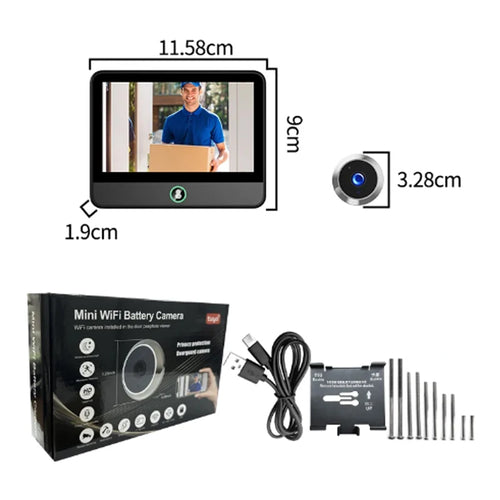 Black 4.3-inch digital door peephole display camera with small round lens module