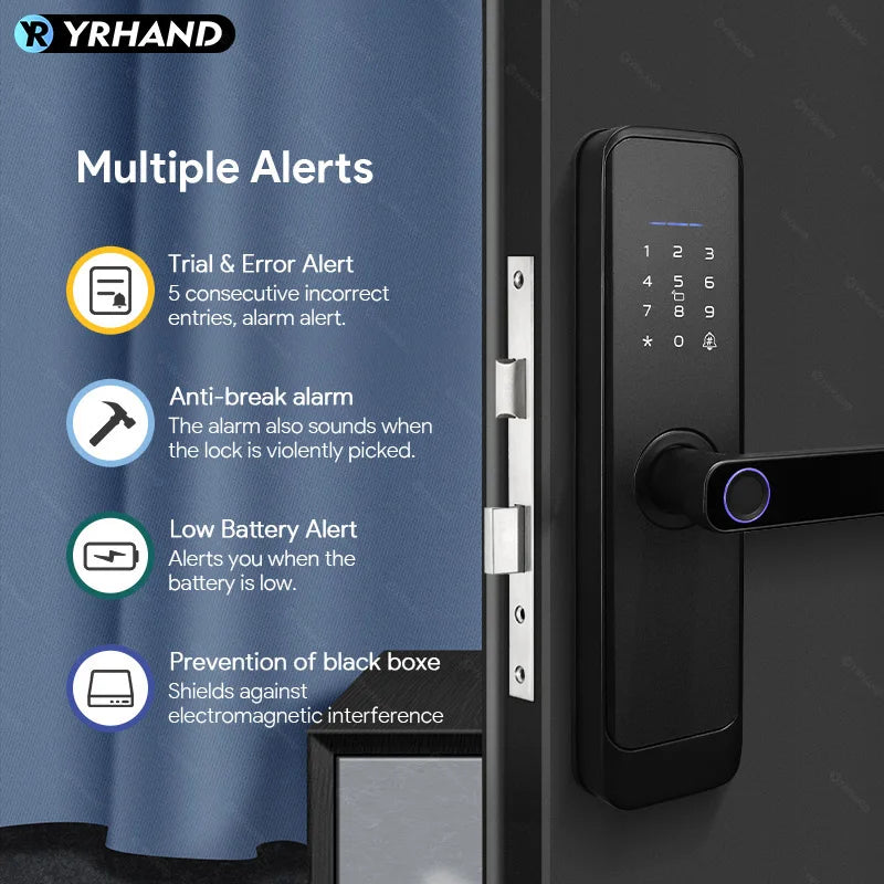 Fingerprint Lock Waterproof Wifi Remote Control Bluetooth TTLock App Card Digital Code Keyless Electronic Smart Door Lock