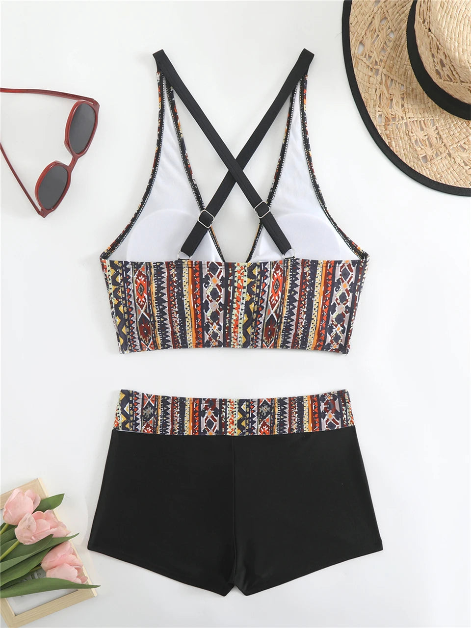 2025 High Waist Bikinis Women Sports Swimwear Print Bathing Suit Female Padded Beach Wear Bathers Swimming Swimsuit Summer