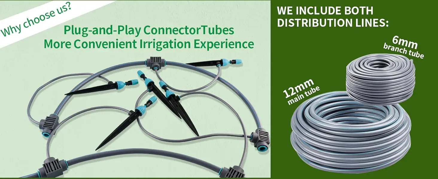 Plug-and-play drip connector tubes set with multiple hose lines