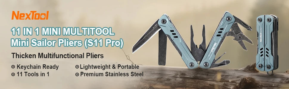 NexTool S11 Pro Mini Sailor Pliers 12-In-1 Multi Tool Pocket Knife Folding Tools Wire Cutters EDC Card Pin Screwdriver Scissors