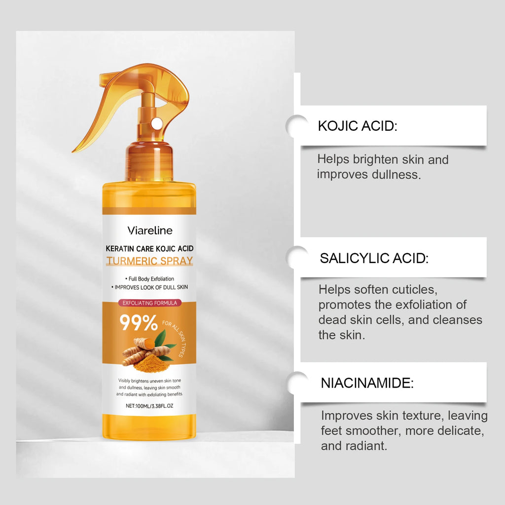 100/200/300ml Kojic Spray For Turmeric Exfoliating Keratin Brightens Uneven Skin Tone Improves Dullness Full Body Use Skin Spray