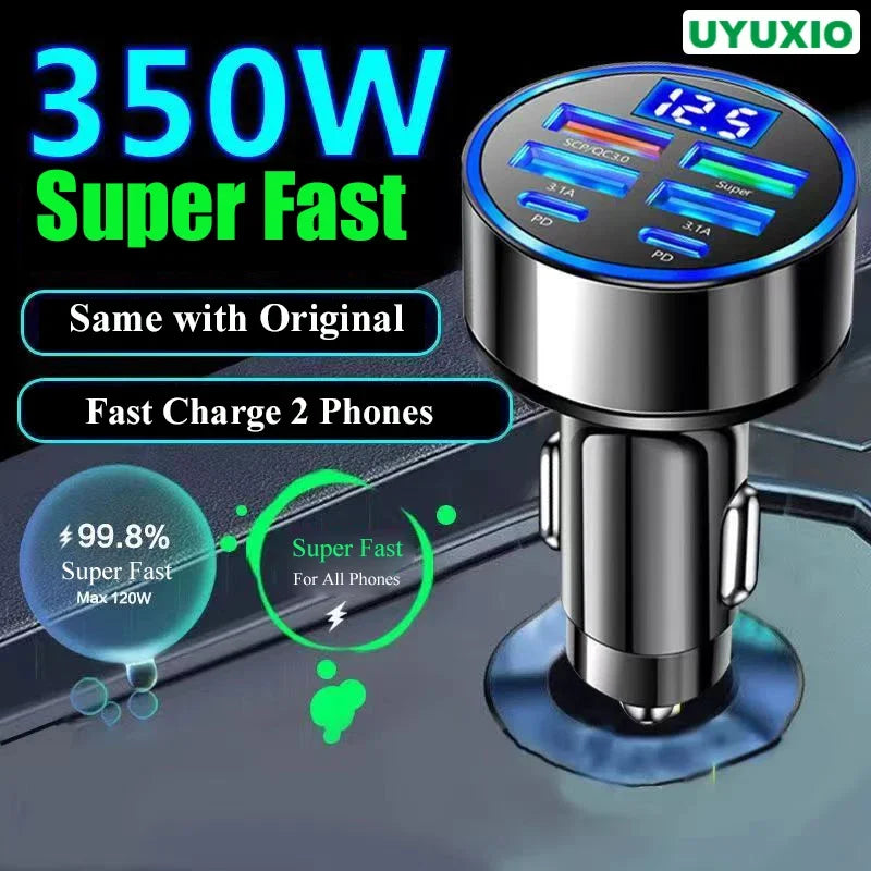 6-in-1 USB C Car Charger with Voltage Display & Fast Adapter Tidesmit