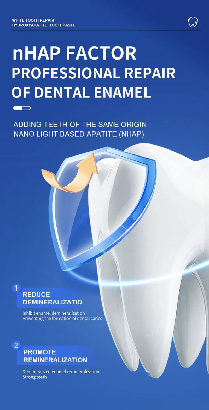 Tidesmit whitening toothpaste for plaque removal, gum health, and deep enamel cleaning with hydroxyapatite.