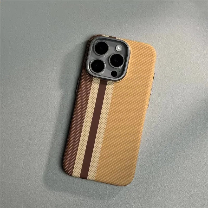 iPhone 16 Pro Max MagSafe Case | Carbon Fiber Shock-Absorbing Cover Yellow Tidesmit