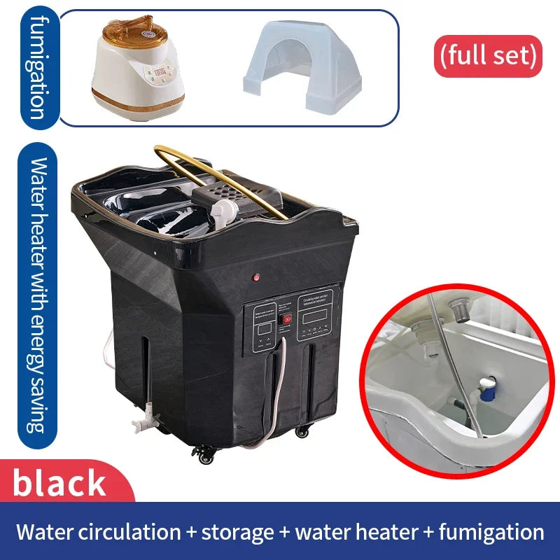 Portable Head Spa Bed with Water Tank - Adjustable Salon Shampoo Chair Massage Chairs BLACK Tidesmit