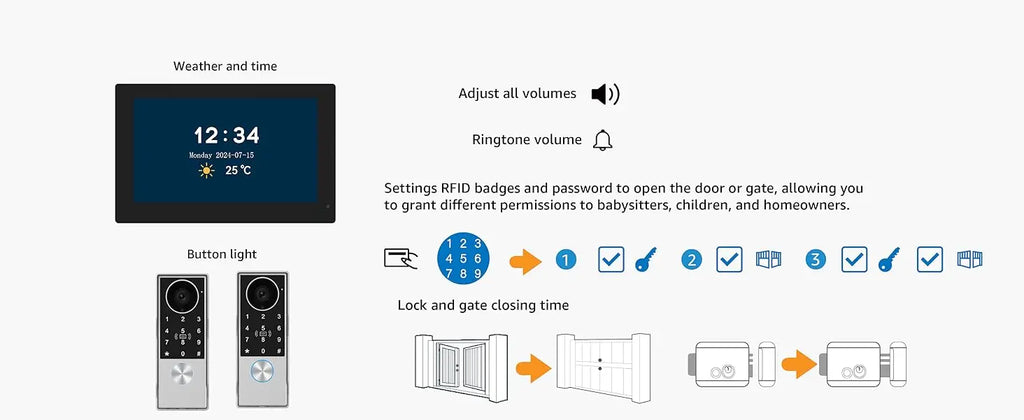 Password 4in1 Unlock HD Wifi Doorbell Video Intercom System For Home Doorphone Tuya Smart 1080P Touch Monitor Security Protect