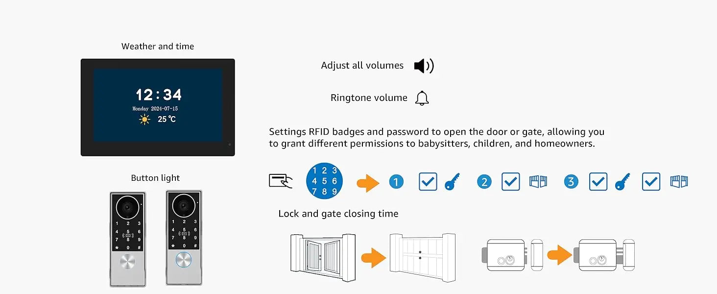Password 4in1 Unlock HD Wifi Doorbell Video Intercom System For Home Doorphone Tuya Smart 1080P Touch Monitor Security Protect