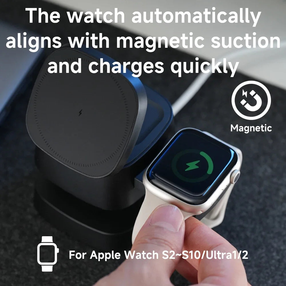 3-in-1 Magnetic Wireless Charger: Qi Certified Multi-Device Station Tidesmit