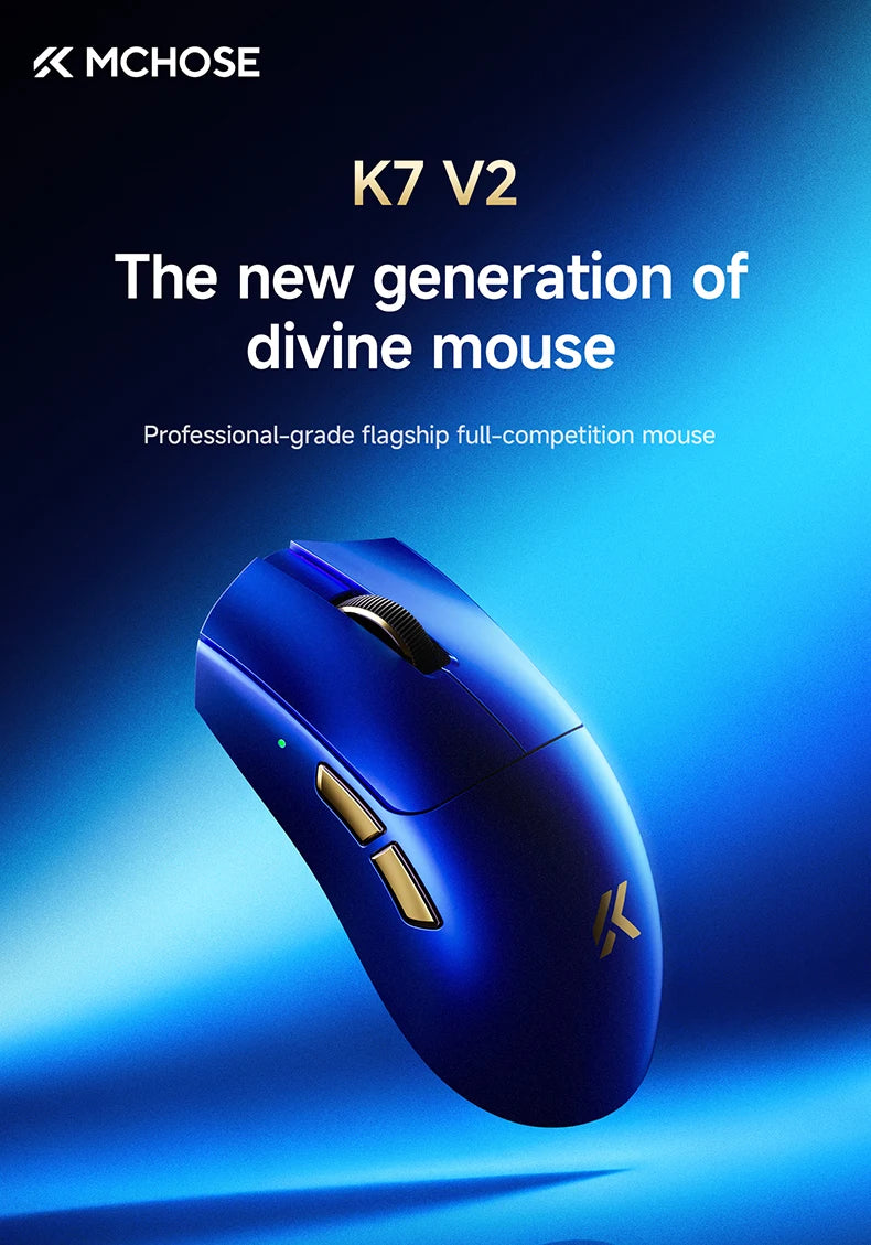 MCHOSE K7 V2 Ultra + Newly Upgraded Gaming Mouse PAW3955 TI 50000DPI 8K Lightweight Wireless Mice With Magnetic Charging Base