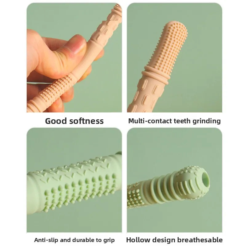 Children Baby Teether Chewing Glue Silicone Hollow Teething Tube Anti-eat Hand Molar Stick Newborn Toys Gift Accessories