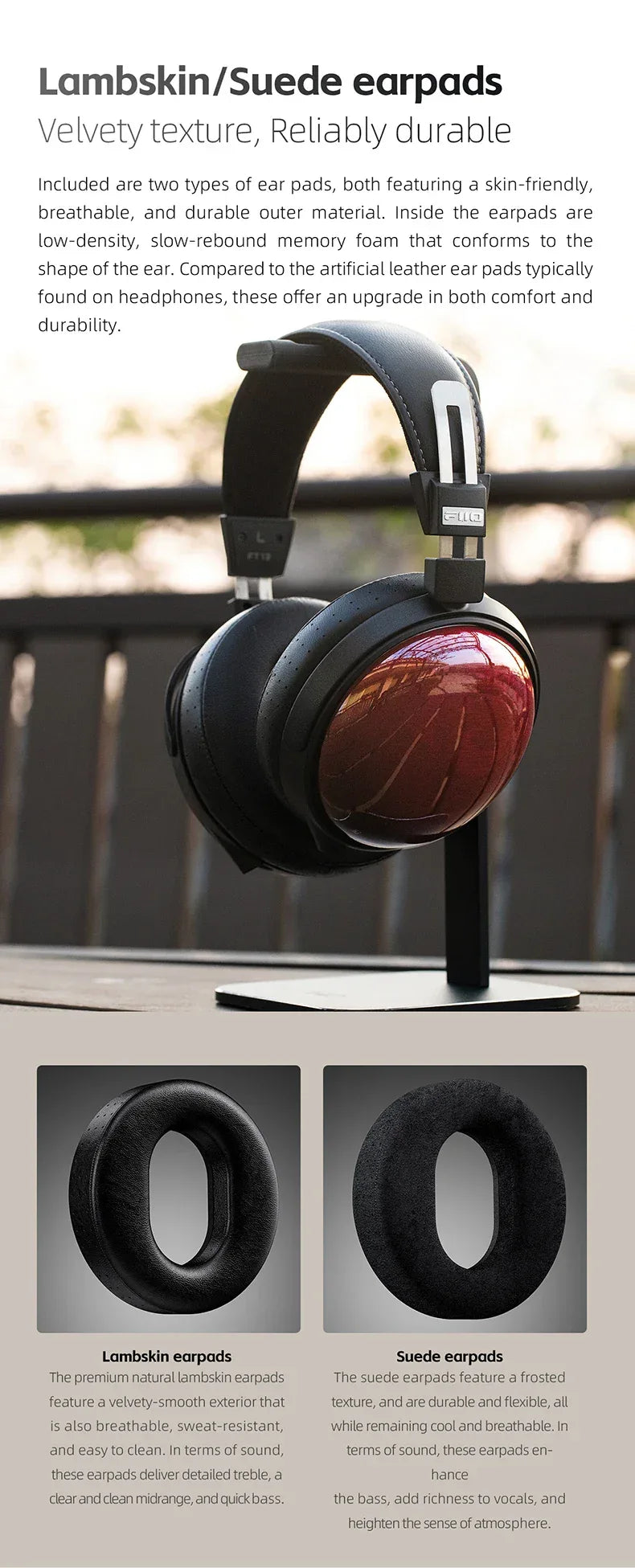 FT13 Closed-Back Audiophile Headphones | 60mm Wool Driver | Tidesmit Tidesmit