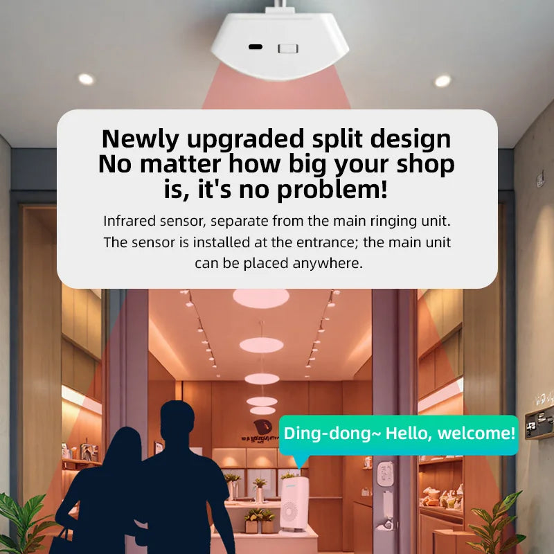 KERUI Split Welcome Chime Bell Intelligent Wireless Doorbell PIR Sensor Alarm Multiple Ringtones 433mhz Alarm Detector for Home
